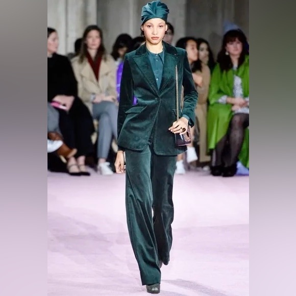 Kate Spade Modern Cord Flare Pant Deep Spruce Green 6 - Picture 2 of 8